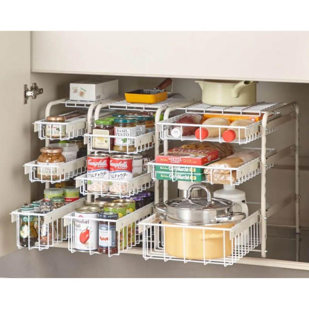 幅約16cm3段 燕三条で作る頑丈シンク下スライドラック［日本製］