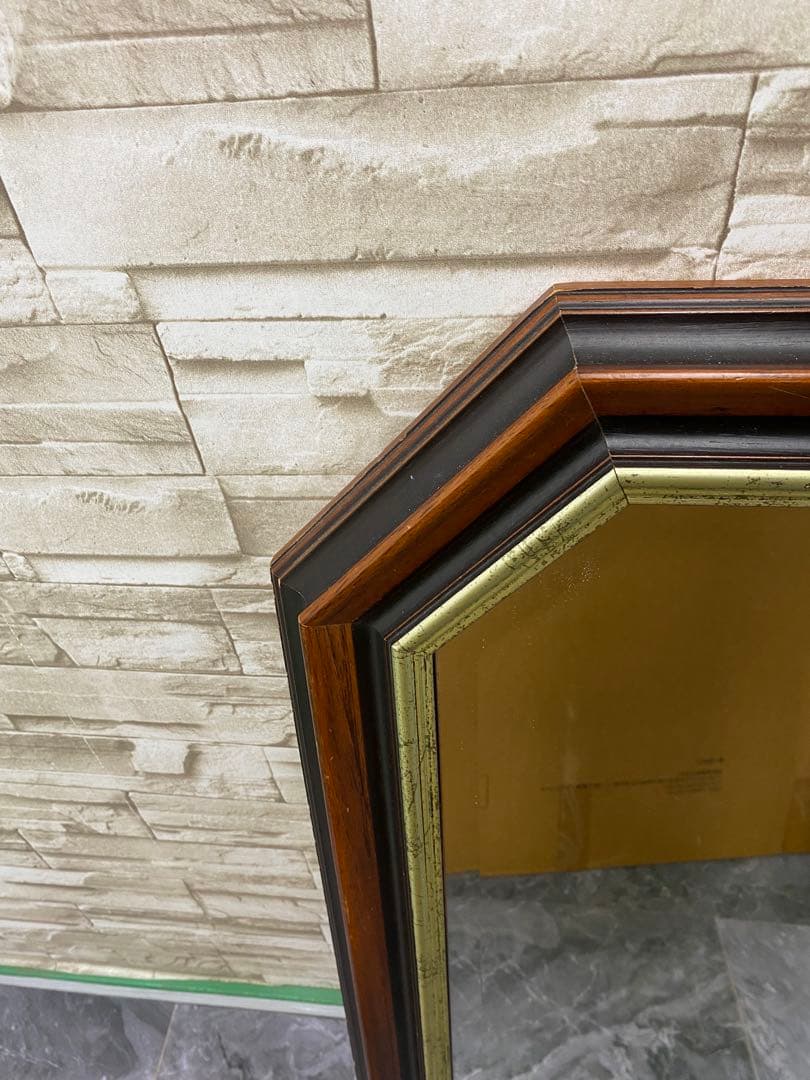アンティーク　鏡　イタリア製　木製額縁