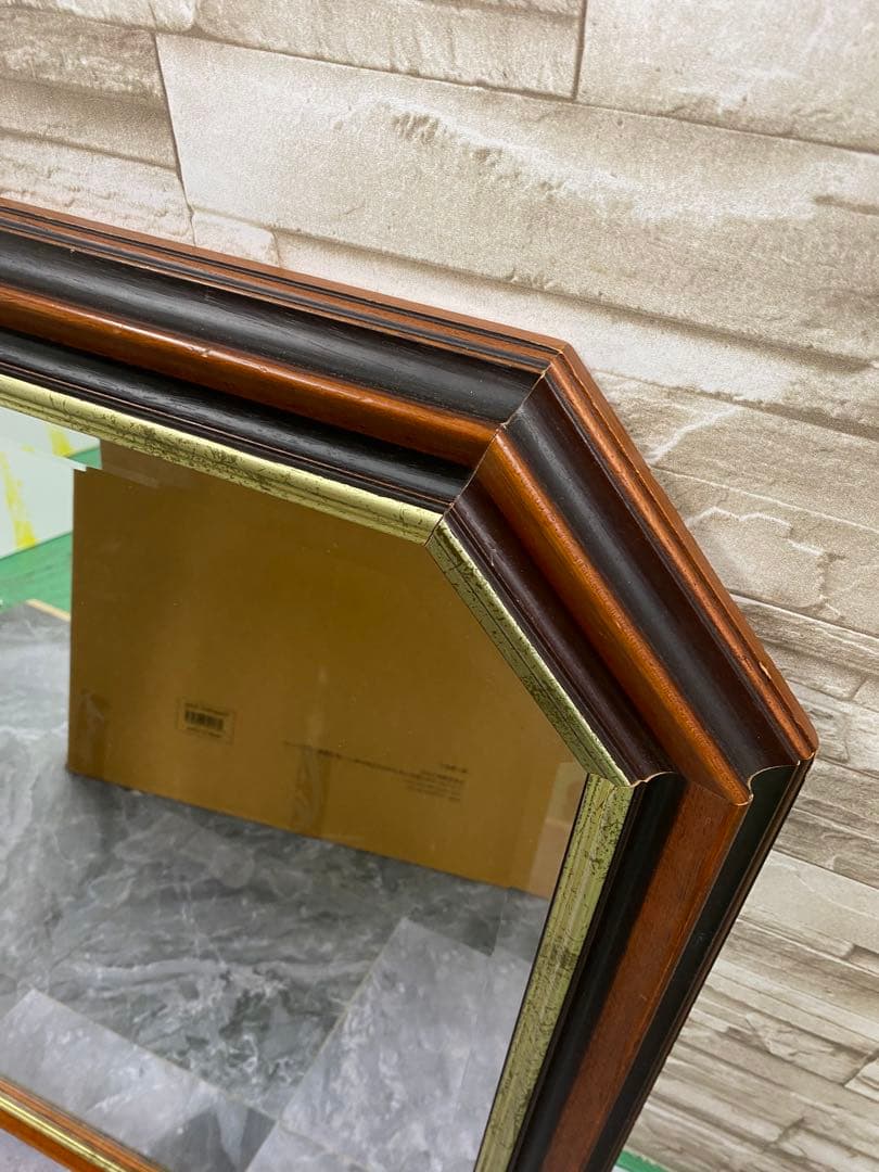 アンティーク　鏡　イタリア製　木製額縁