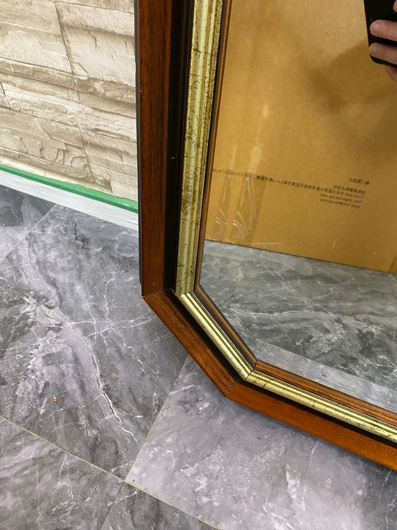 アンティーク　鏡　イタリア製　木製額縁