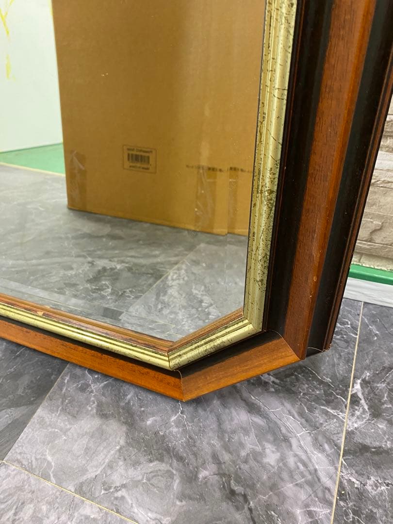 アンティーク　鏡　イタリア製　木製額縁