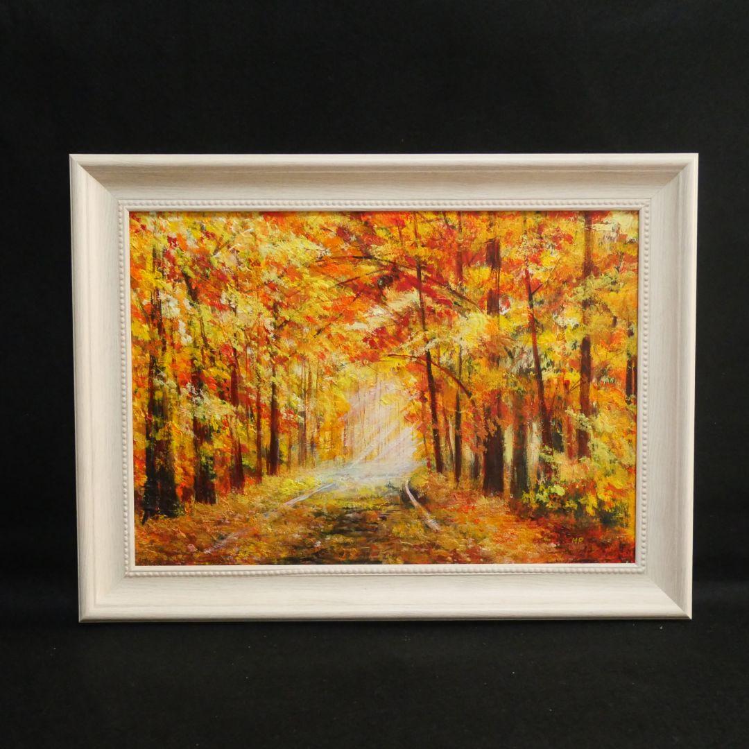 油絵 油彩 油彩画 絵 絵画【銀杏並木】 - メルカリ