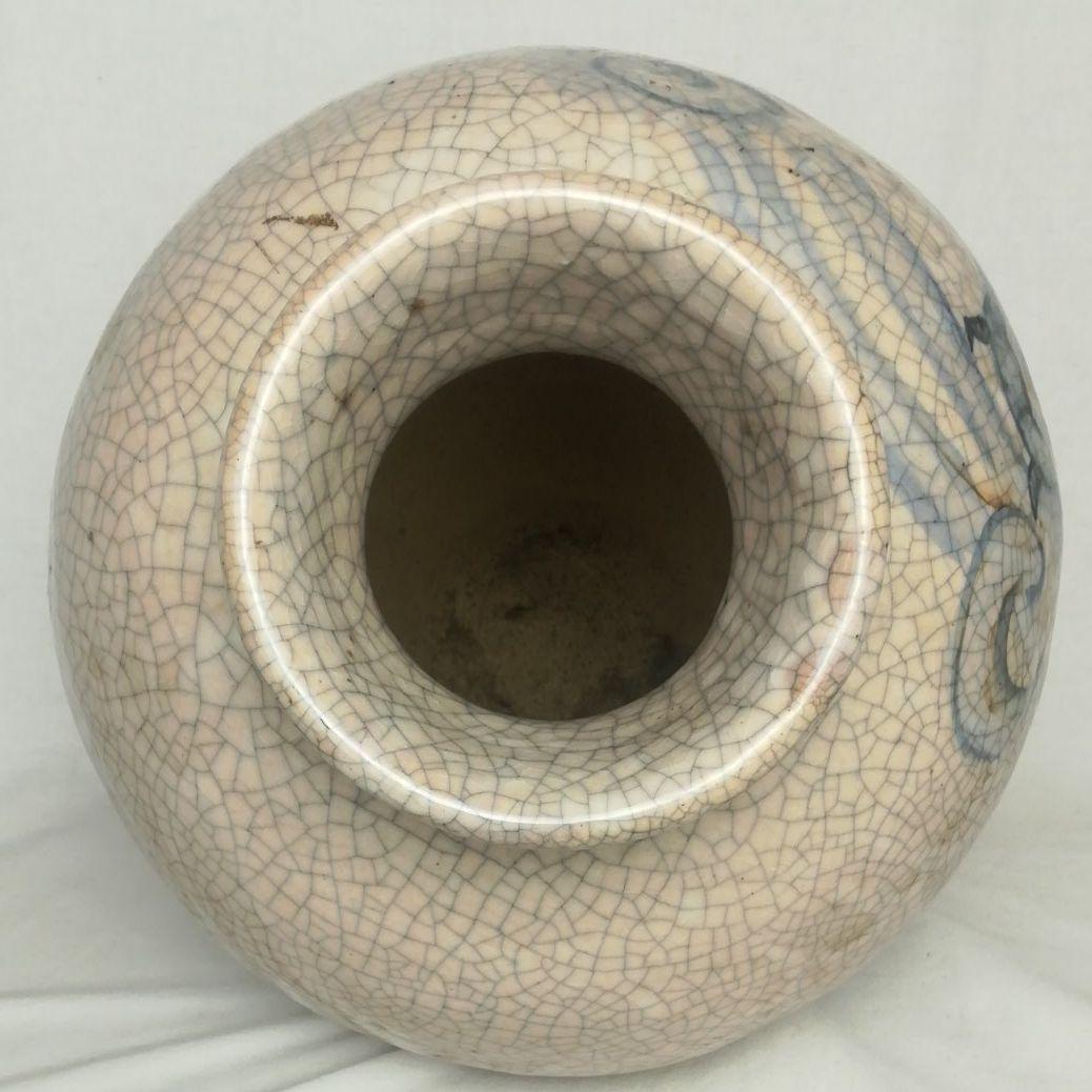 在銘あり　壺　染付絵　雷神　鬼　大津絵