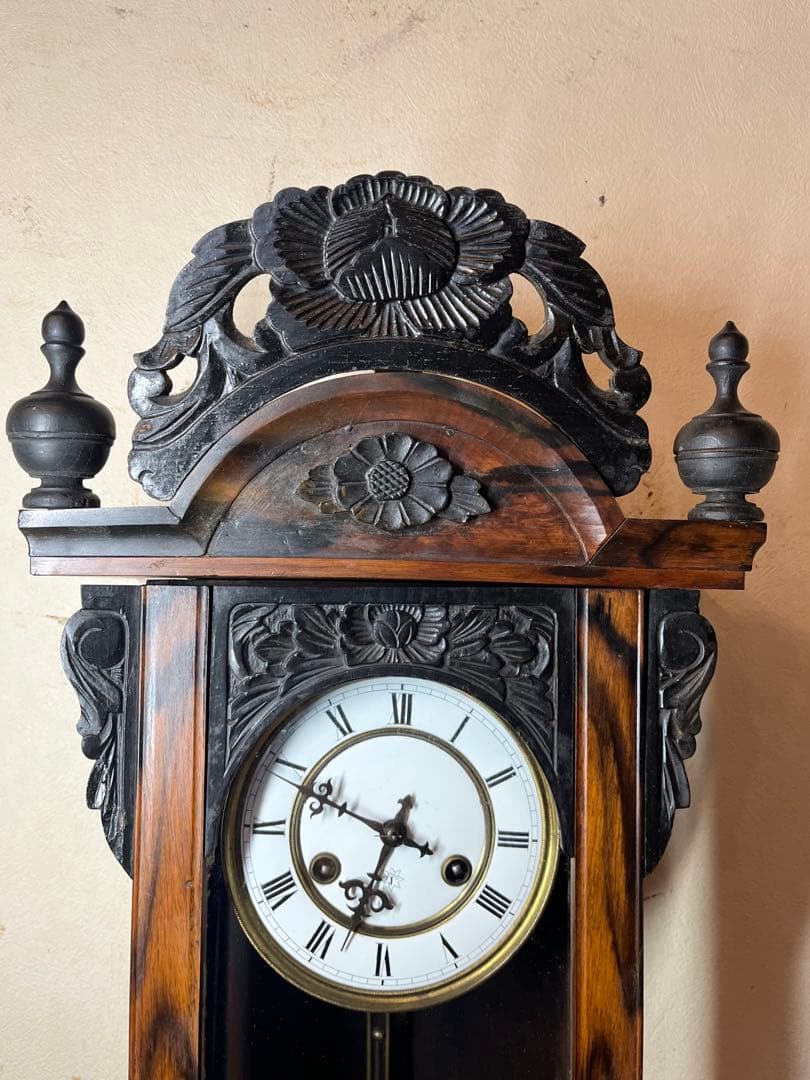 ユンハンス 黒柿 柱時計 古時計 振り子 ゼンマイ アンティーク 精工舎