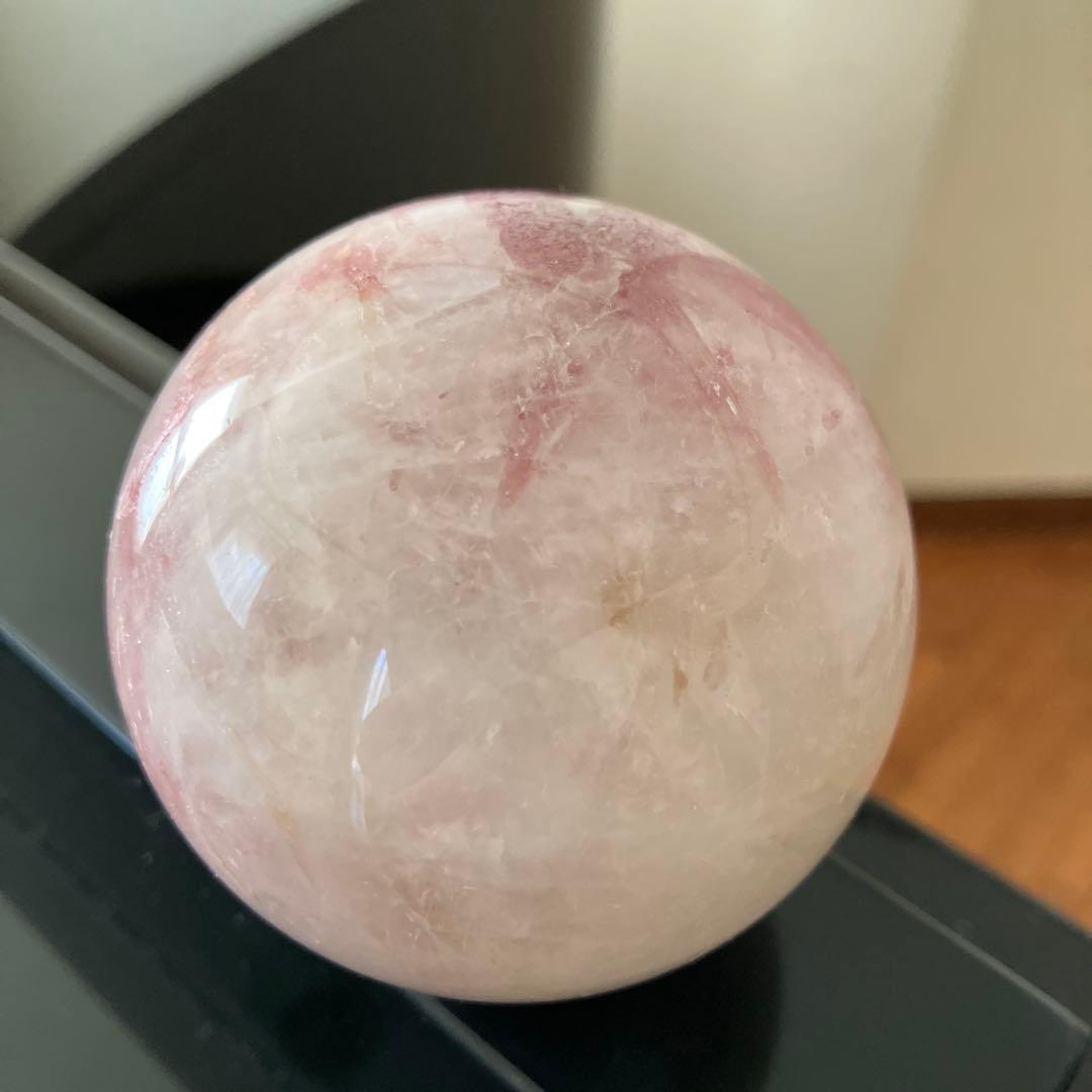 kdashさま専用美！トルマリンインクォーツ　スフィア　天然石置物　D126