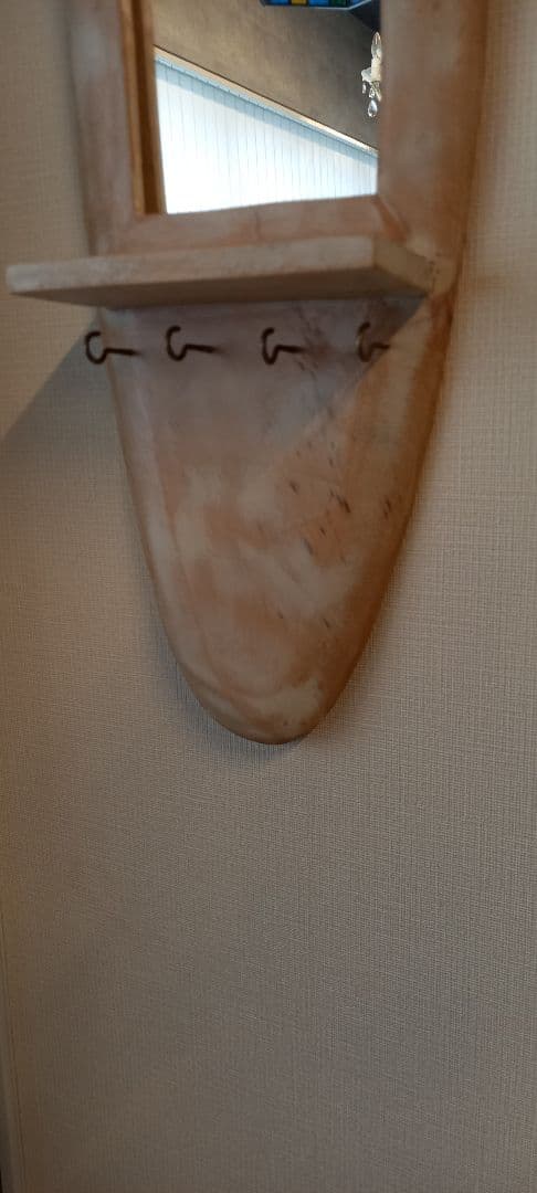 サーフボード型壁掛け鏡 フック付き