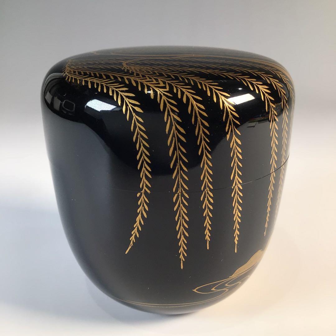 M215 棗 『塗師 多田桂寛作』『黒漆塗』『金柳橋蒔絵』『中棗』 共