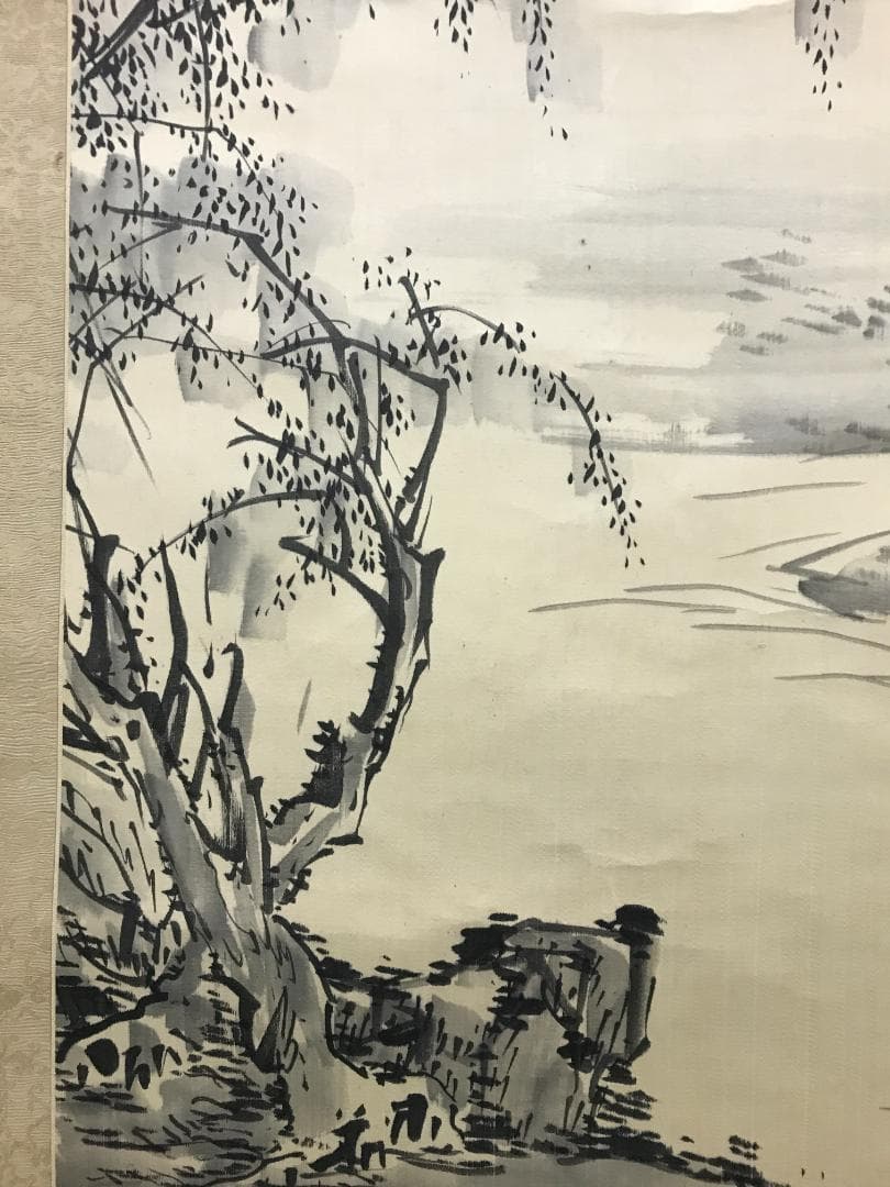 真作/小川清處/春郊牧牛画賛/牛/人物/布袋屋掛軸HB-138