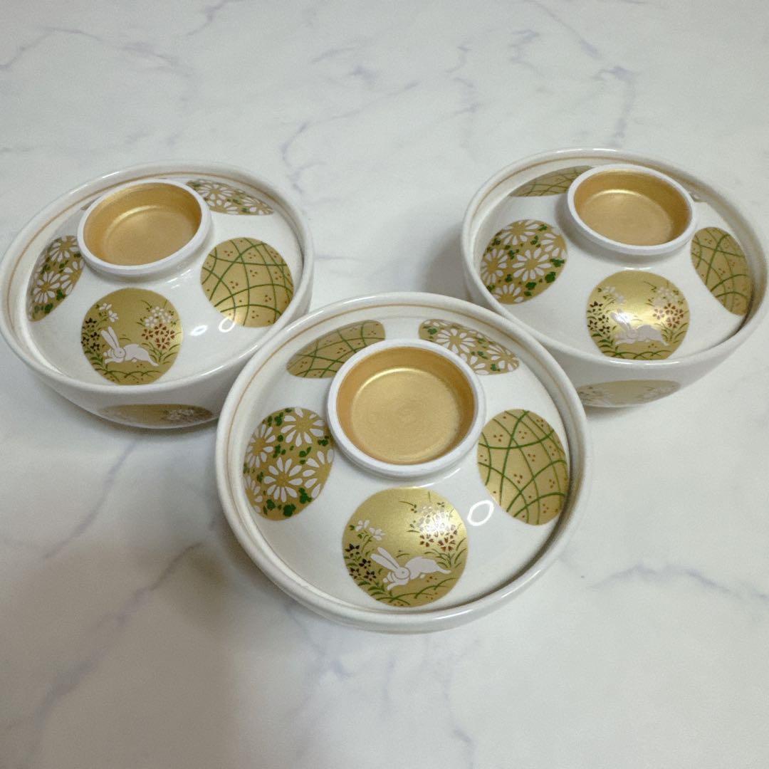 ✨美品✨煮物碗 金彩丸紋蓋向 3個セット 料亭 旅館 和食器