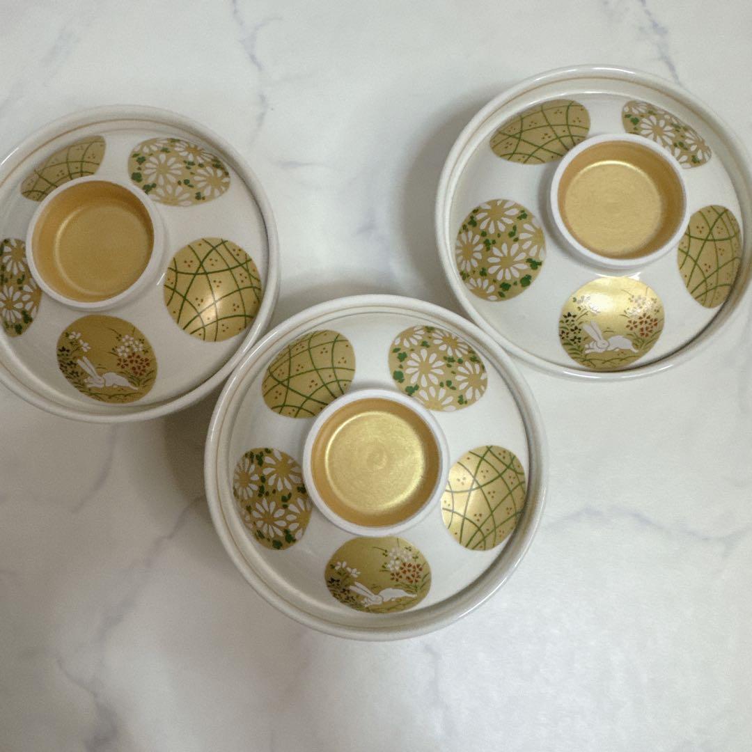 ✨美品✨煮物碗 金彩丸紋蓋向 3個セット 料亭 旅館 和食器