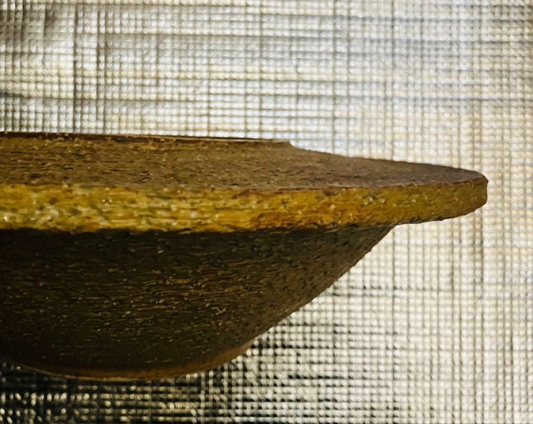 焼物　生花の水盤　黄色い