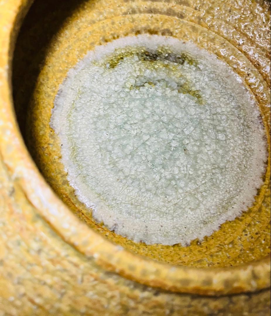 焼物　生花の水盤　黄色い