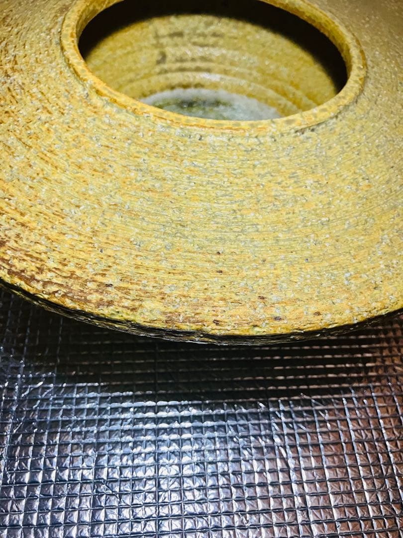 焼物　生花の水盤　黄色い