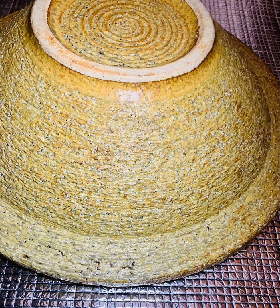 焼物　生花の水盤　黄色い