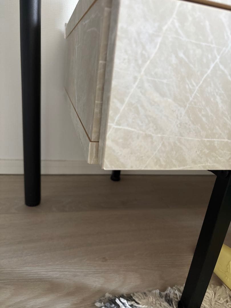 LOWYA 大理石柄・ストーン調センターテーブル 引き出し収納付き