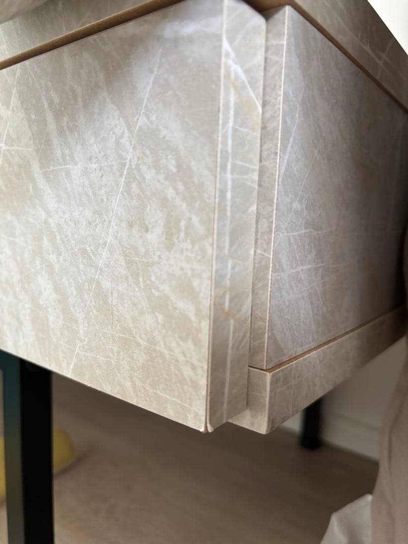 LOWYA 大理石柄・ストーン調センターテーブル 引き出し収納付き