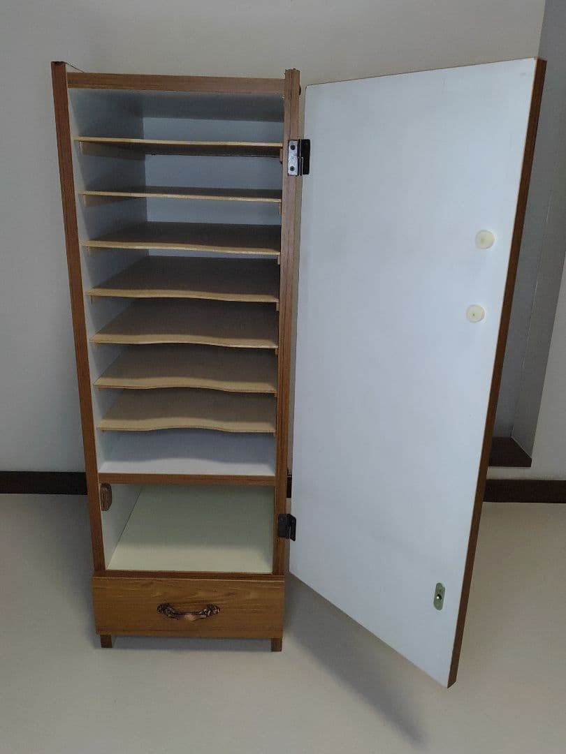 昭和レトロ 古家具 木製棚 引き出し付き 書類入れ カルテケース