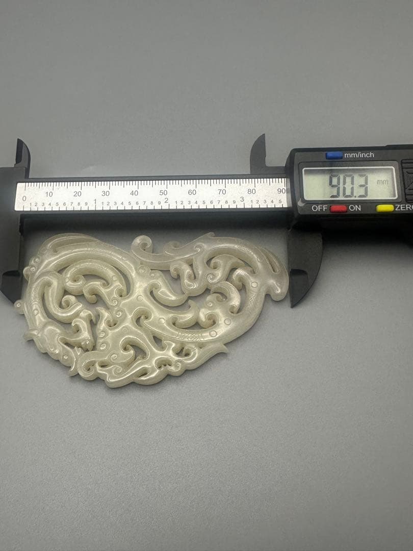 中国古美術 本物和田玉 根付 玉璧 巻雲紋 旧蔵 コレクション 透かし