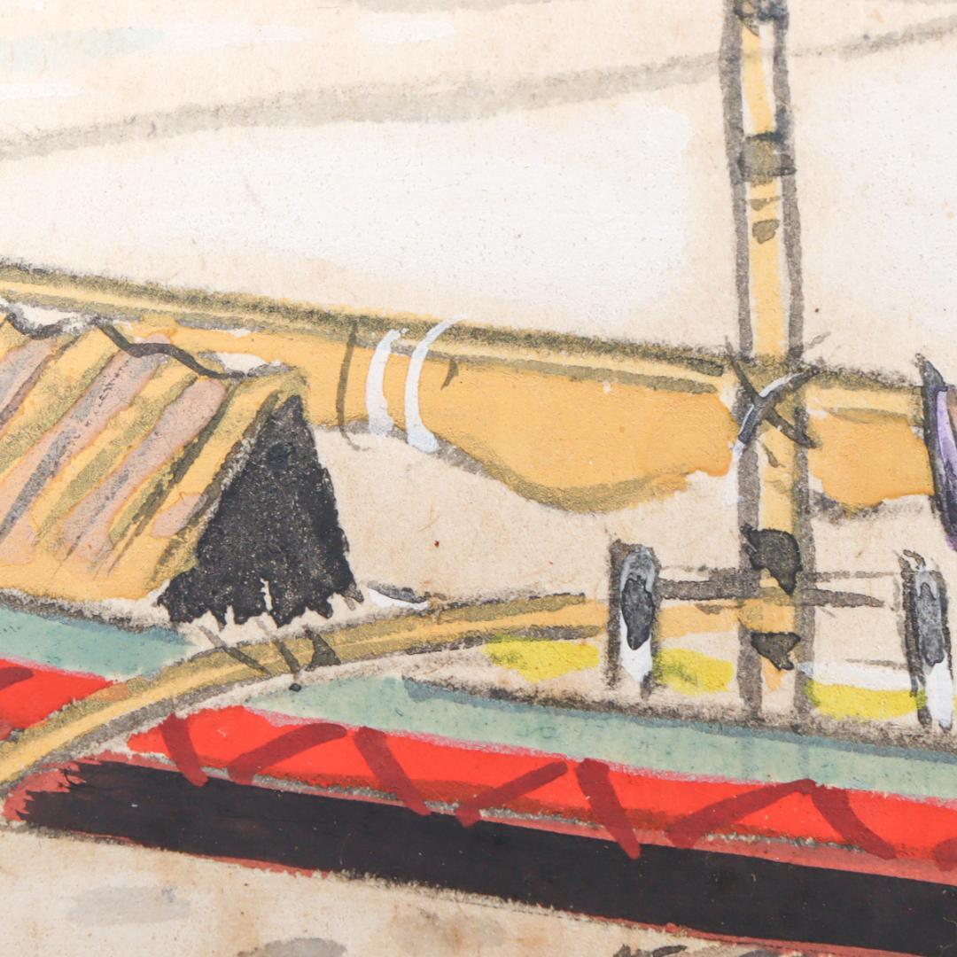 村松乙彦 海辺 風景画 肉筆 色紙絵