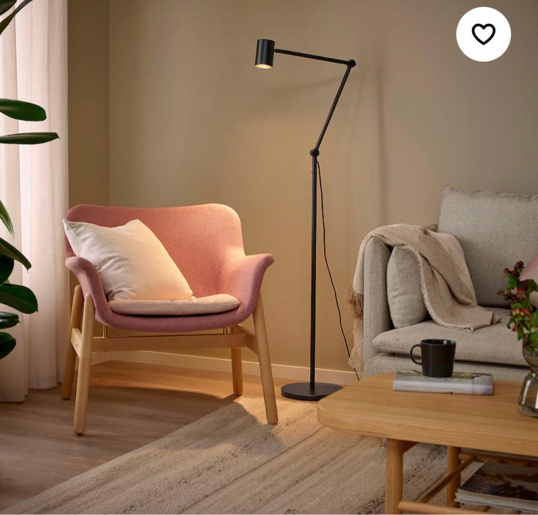 IKEA ニーモーネ フロア/読書 ランプ, チャコール 間接照明 ブラック