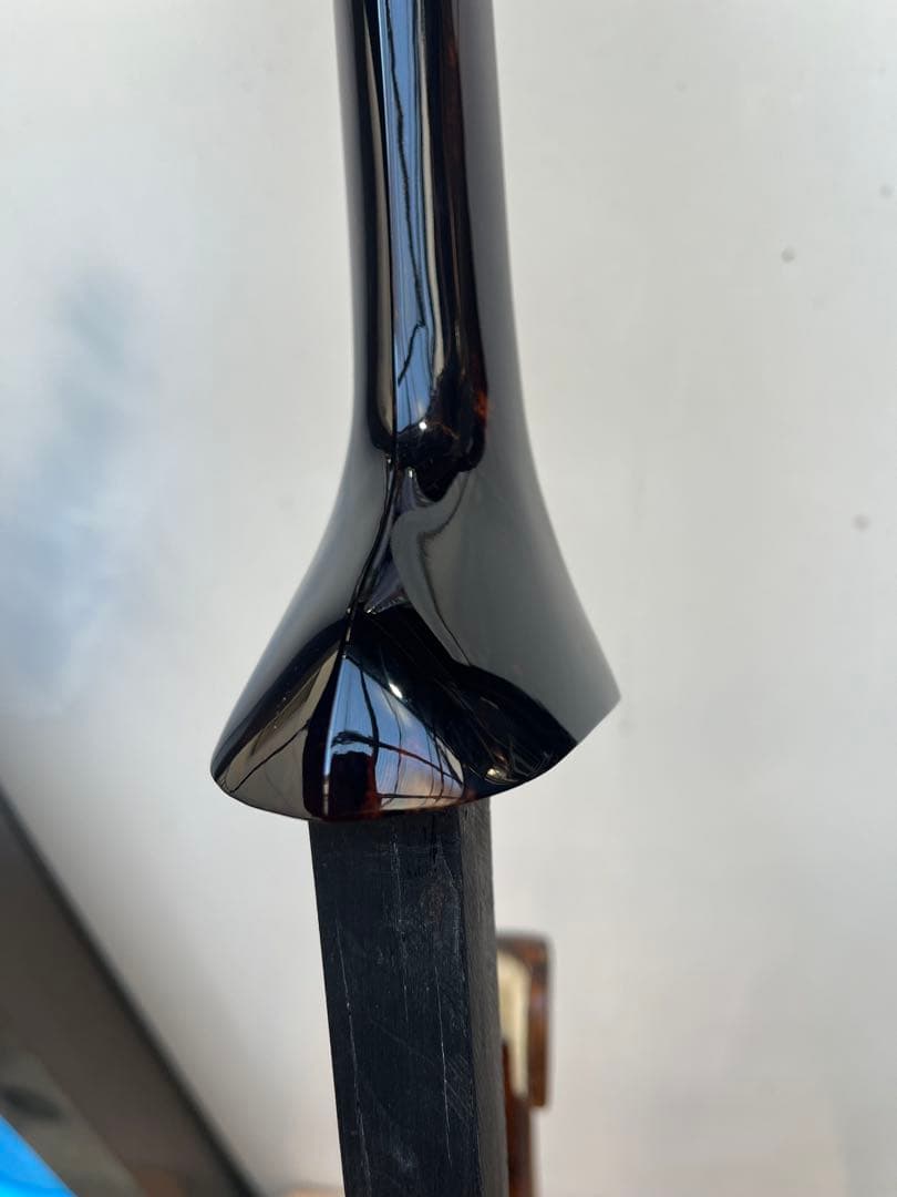 沖縄三線　知念大工(上質南洋黒檀)本皮一枚張り