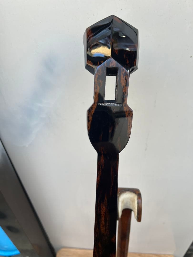 沖縄三線　知念大工(上質南洋黒檀)本皮一枚張り