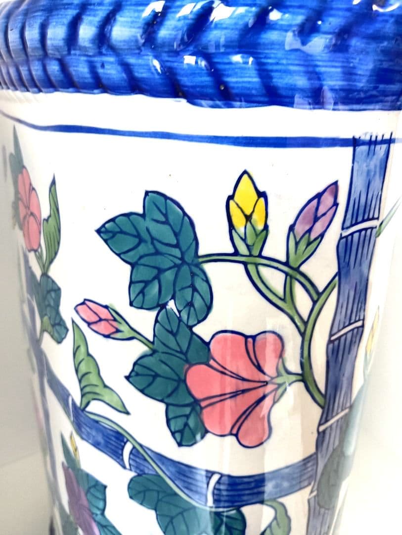 おしゃれ 陶器製 傘立て 花柄 朝顔 玄関収納 倒れない 人気 多用途