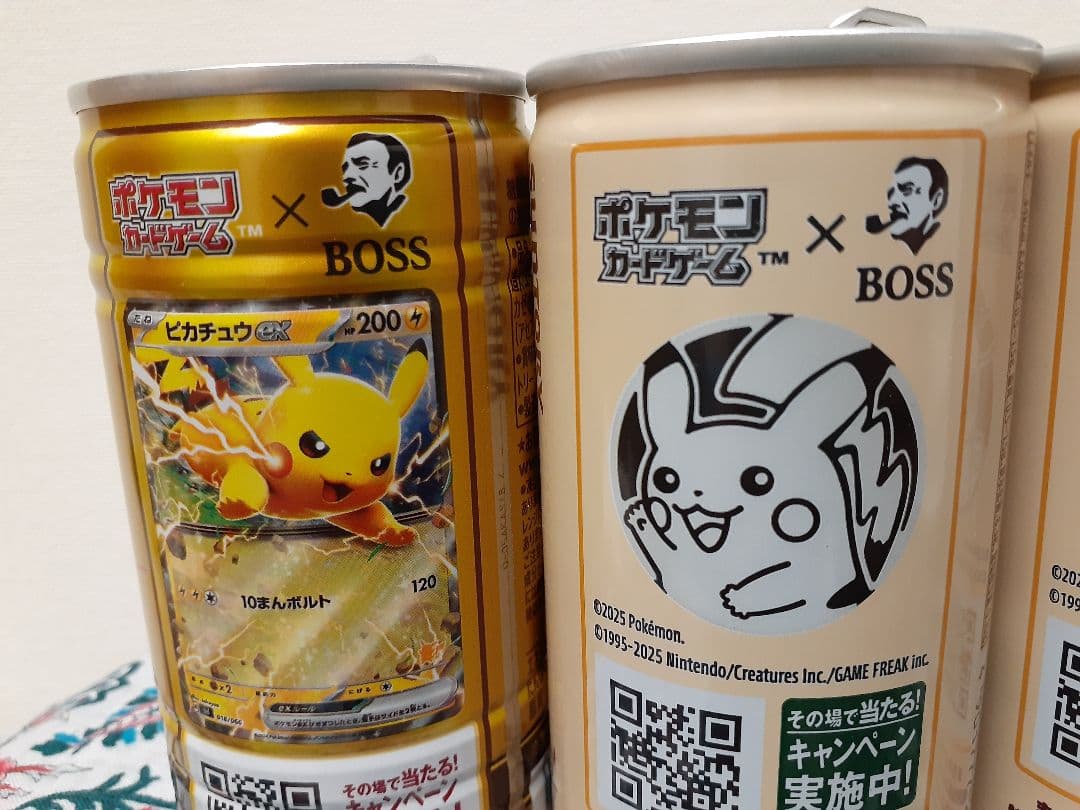 ポケモンカードゲーム×BOSS☆ピカチュウ2種・イーブイ 空き缶3個