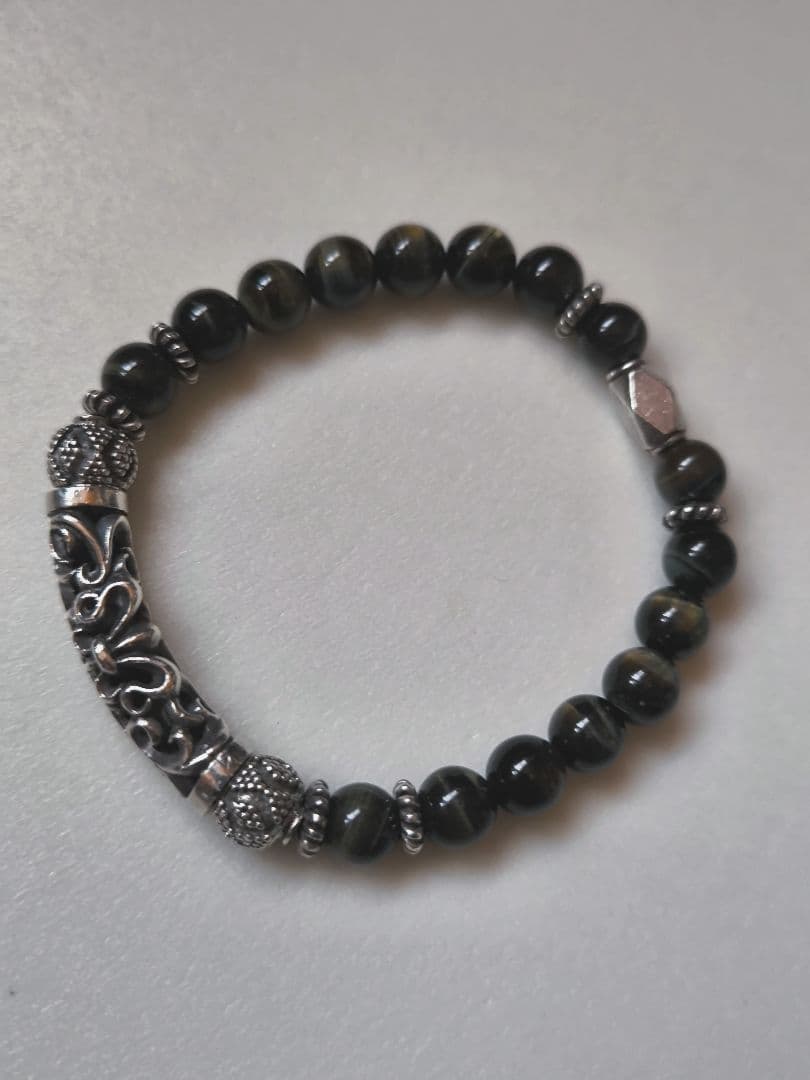 ハンドメイドsilver925 ＆ ブルータイガーアイ 天然石ブレスレット