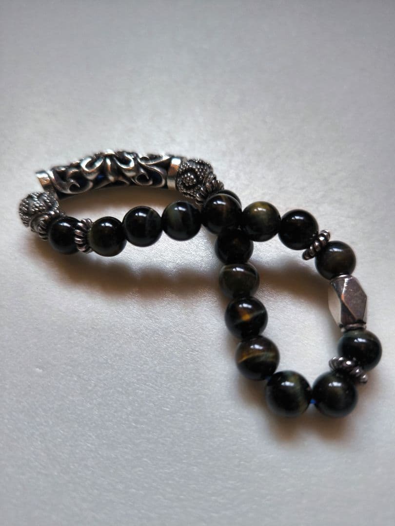 ハンドメイドsilver925 ＆ ブルータイガーアイ 天然石ブレスレット