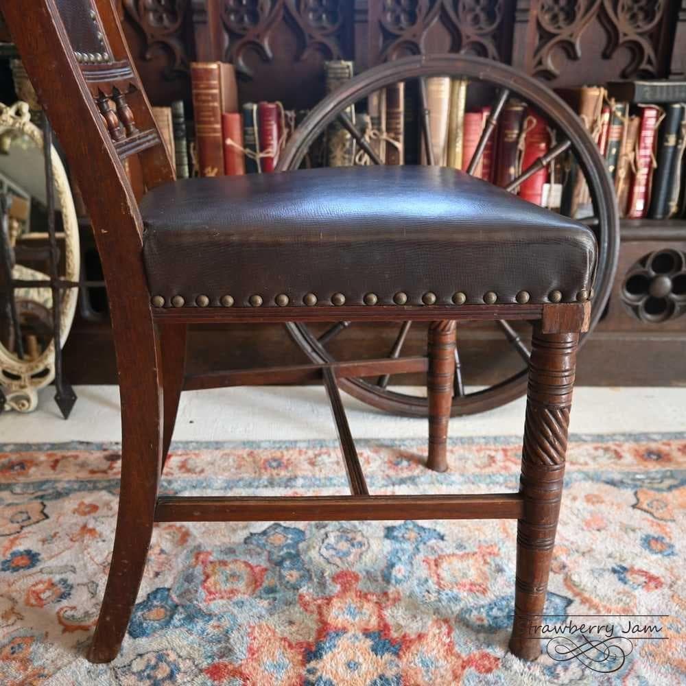 ふ*が様 L3710-2-4 英国アンティーク レザー ダイニングチェア キッチ