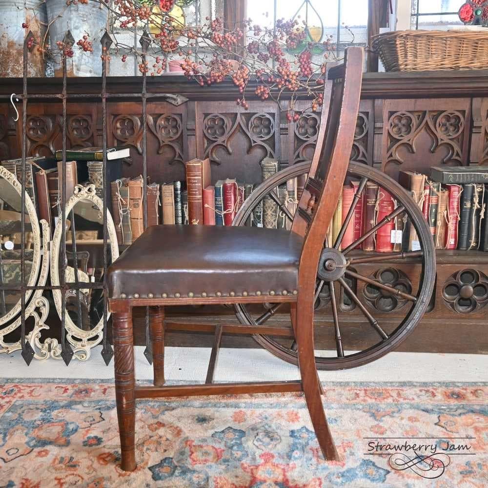 ふ*が様 L3710-2-4 英国アンティーク レザー ダイニングチェア キッチ