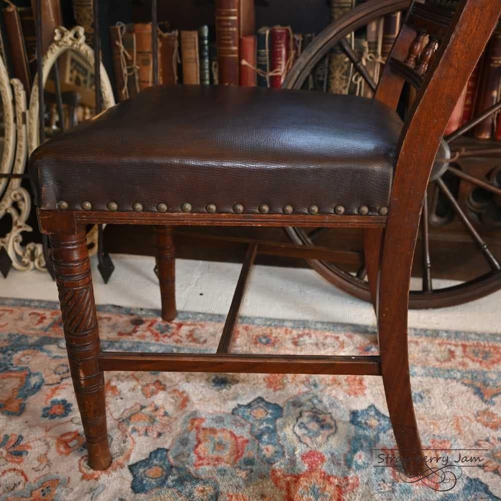ふ*が様 L3710-2-4 英国アンティーク レザー ダイニングチェア キッチ