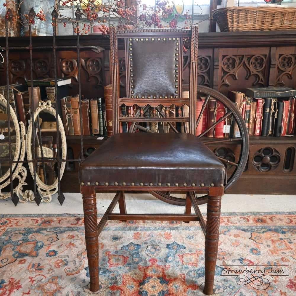 ふ*が様 L3710-2-4 英国アンティーク レザー ダイニングチェア キッチ