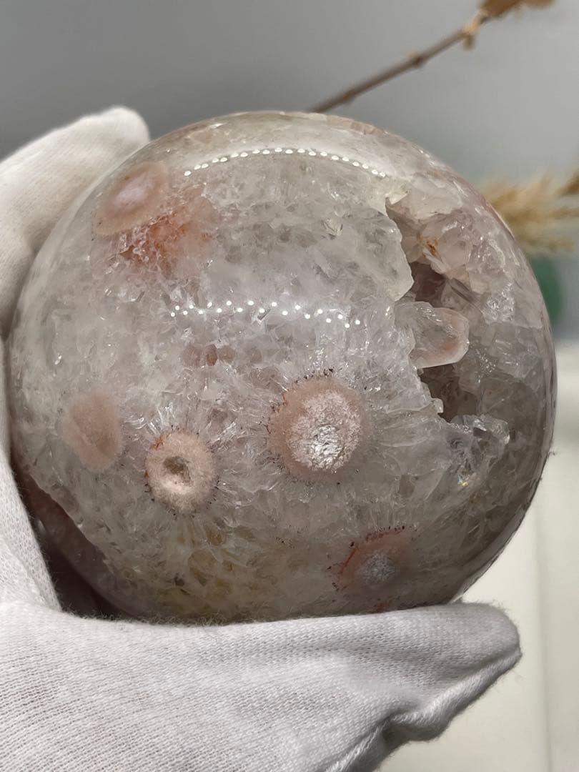 【3092】スフィア 桜瑪瑙 ピンアメ、パイライト共生