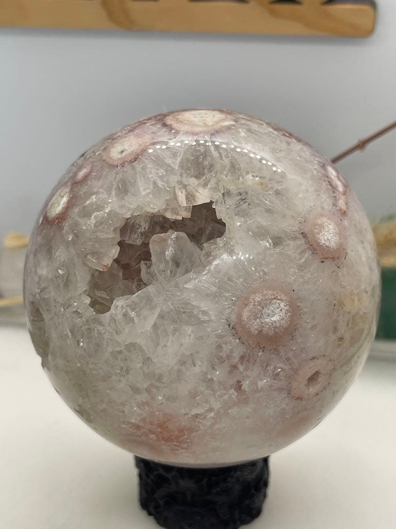 【3092】スフィア 桜瑪瑙 ピンアメ、パイライト共生