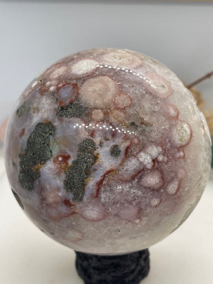 【3092】スフィア 桜瑪瑙 ピンアメ、パイライト共生