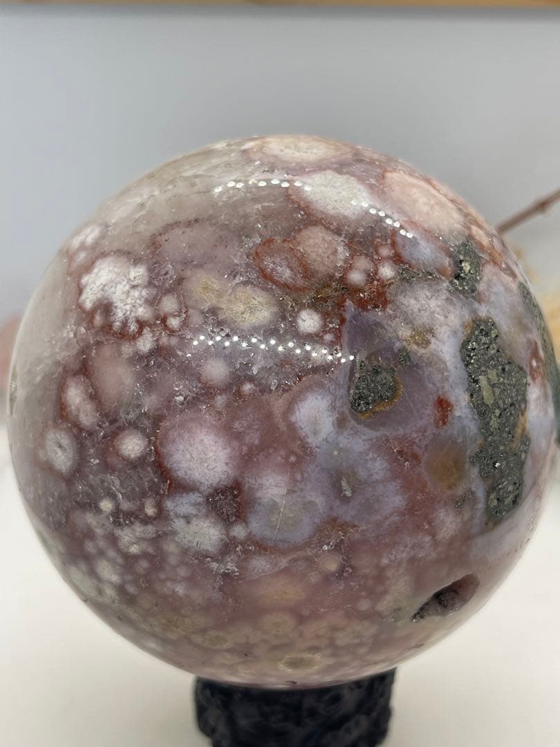 【3092】スフィア 桜瑪瑙 ピンアメ、パイライト共生
