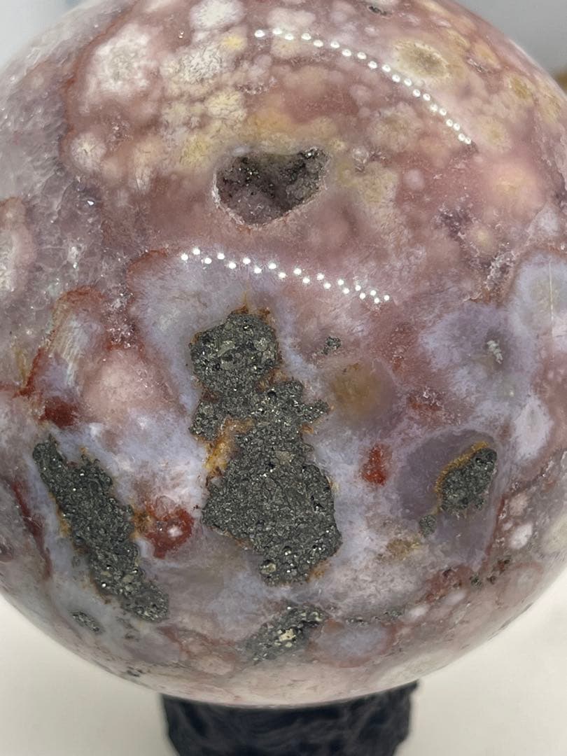 【3092】スフィア 桜瑪瑙 ピンアメ、パイライト共生