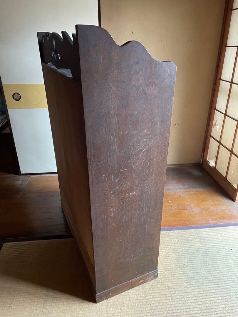 すりガラス アンティーク 昭和 レトロ キャビネット 食器棚 収納棚 本棚