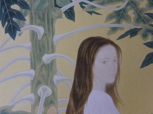 熊原清久、【植物園にて】、希少な額装用画集より、状態良好、新品額装付