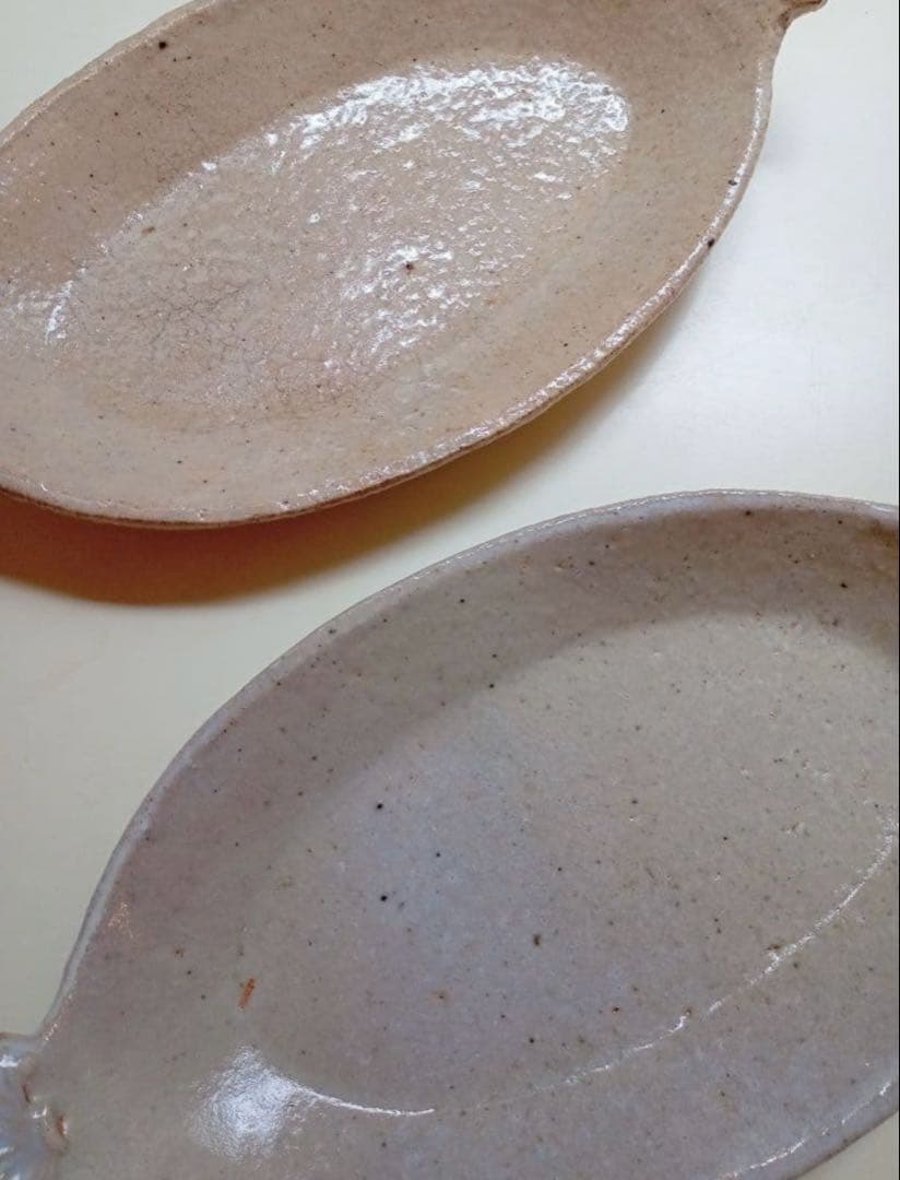 【２枚セット】服部克哉　耐熱　耐火　貝耳　オーバルグリルプレート　アンティーク