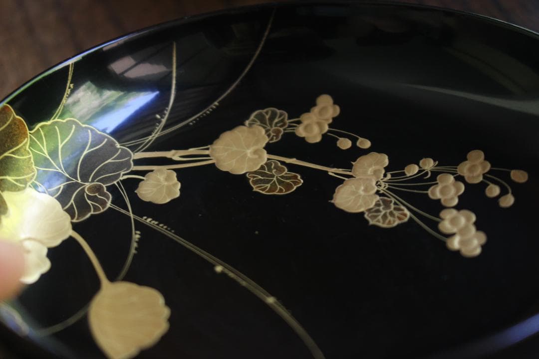 時代逸品！時代黒漆に極上草花蒔絵の映えるお椀7点（検輪島塗蒔絵椀