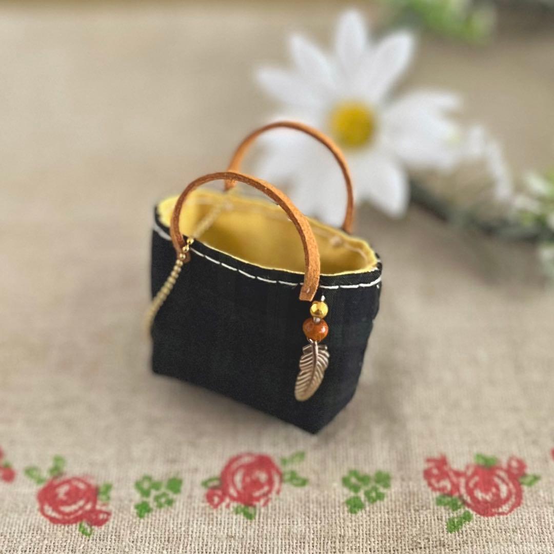 2311-11 ミニチュアトートサシェ 香り袋 ブラックウォッチ マスタード