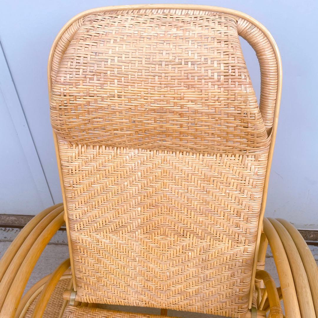 【送料無料】 ラタン リクライニングチェア テーブル マガジンラック オットマン