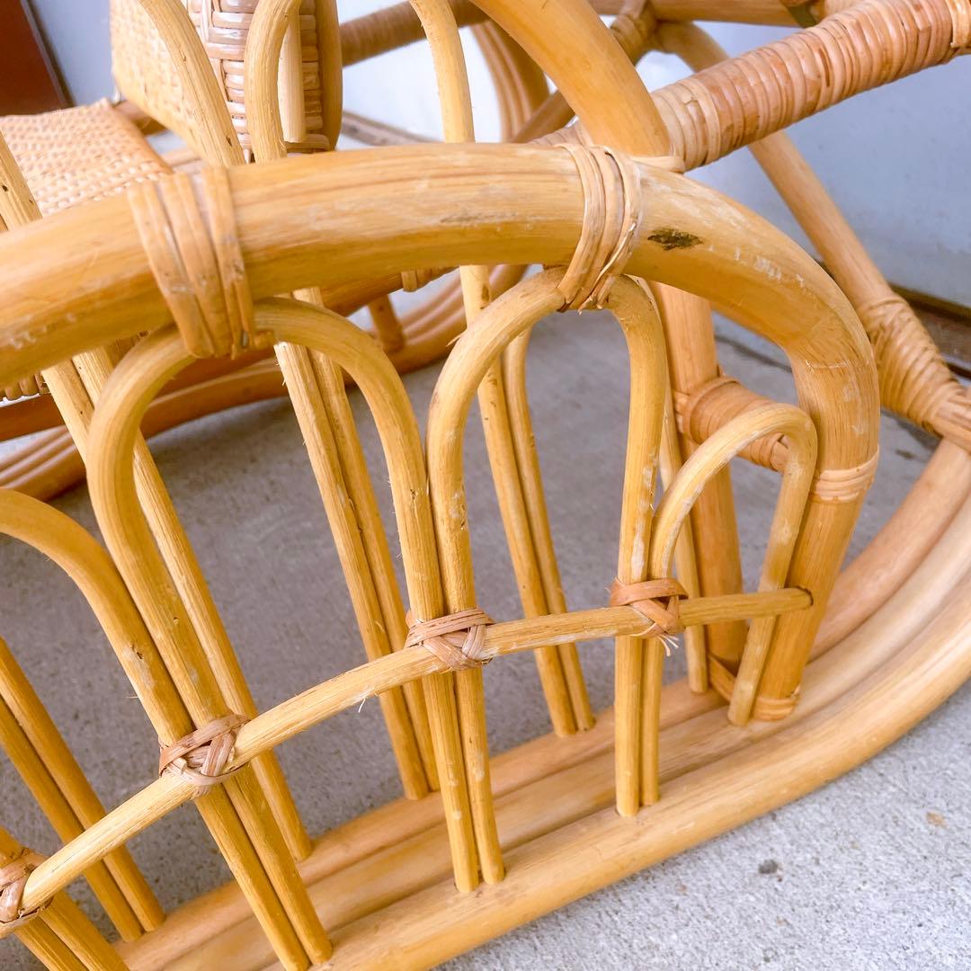 【送料無料】 ラタン リクライニングチェア テーブル マガジンラック オットマン