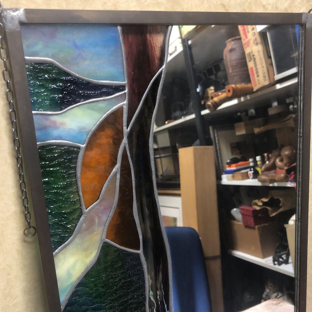 ステンドグラス鏡一体型壁掛け