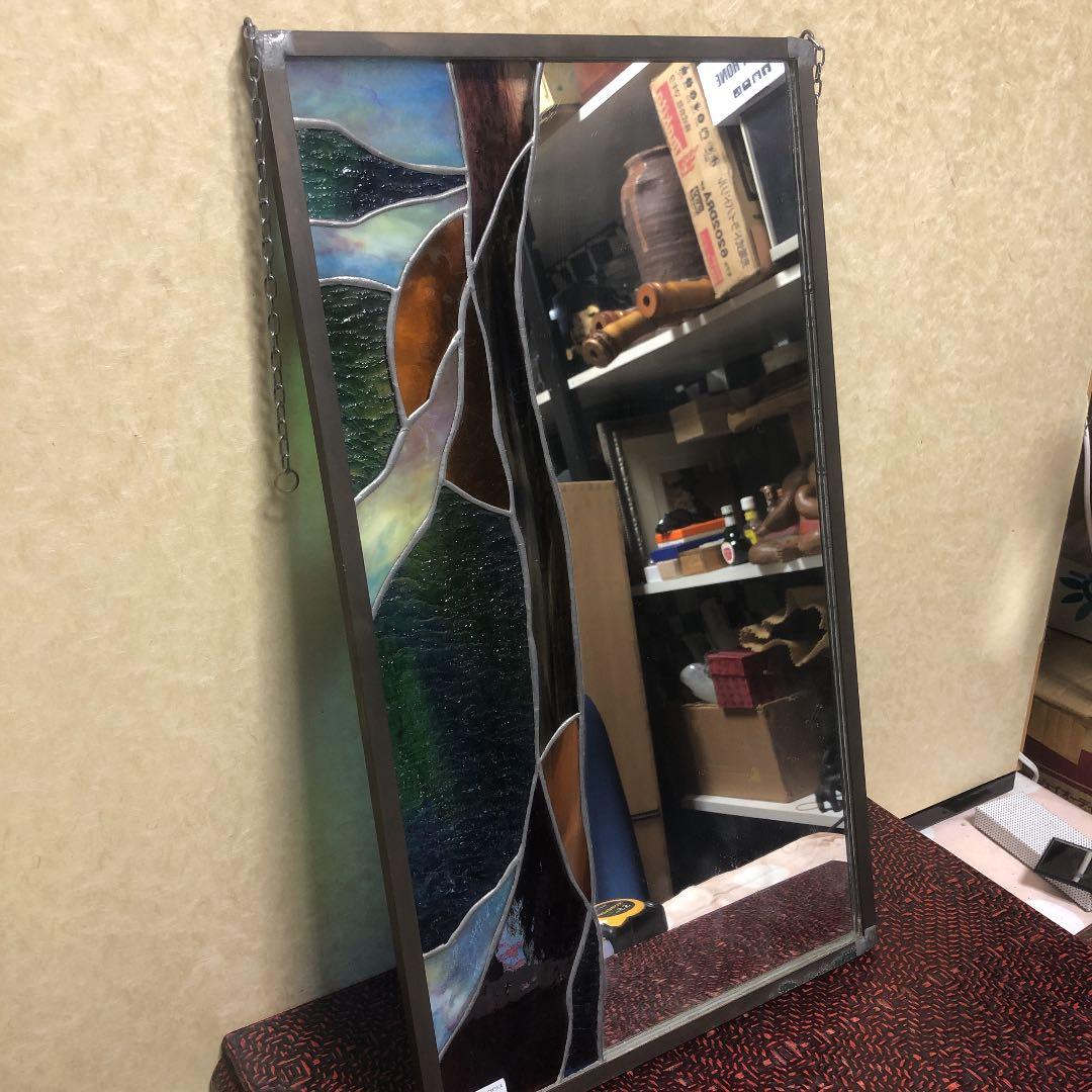 ステンドグラス鏡一体型壁掛け