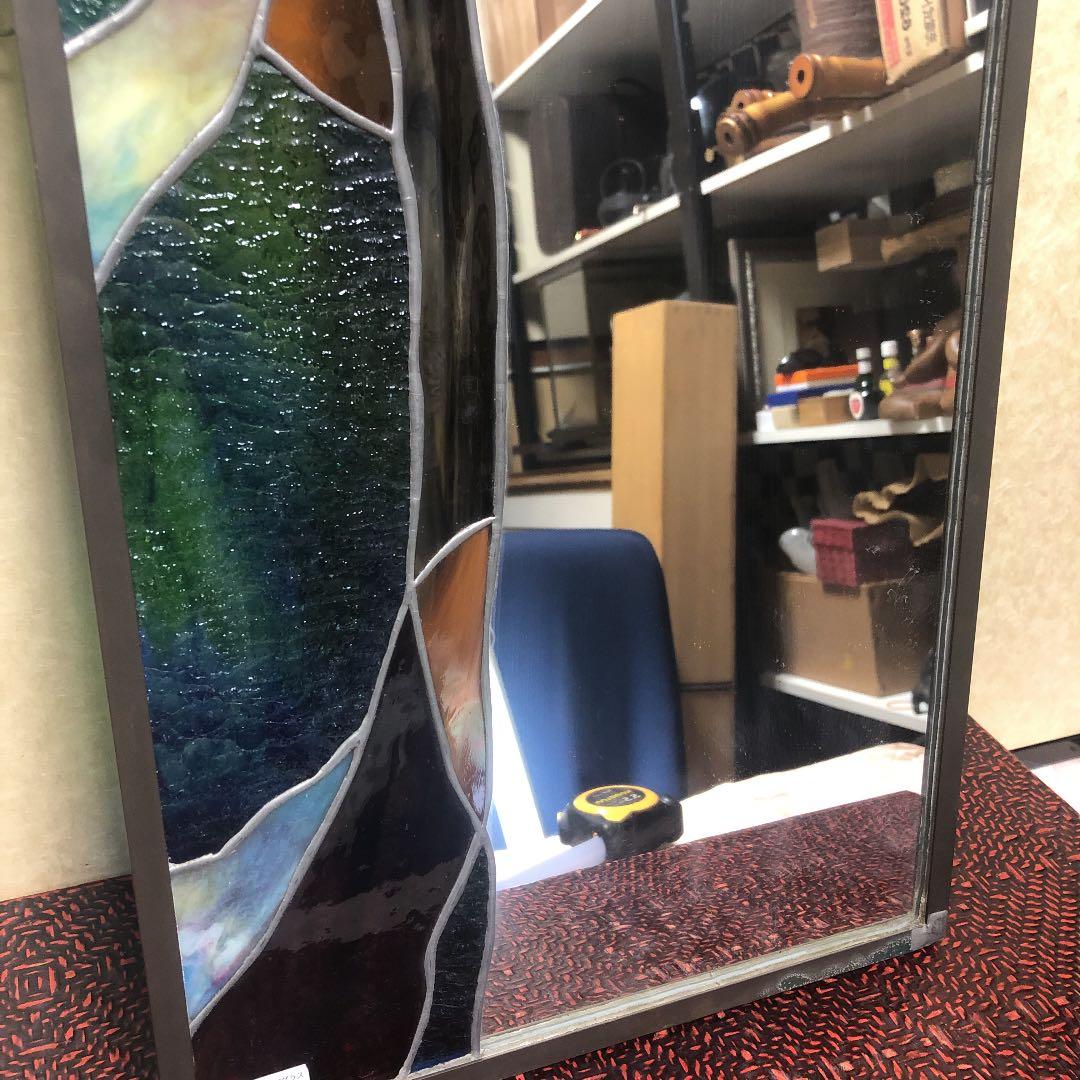 ステンドグラス鏡一体型壁掛け