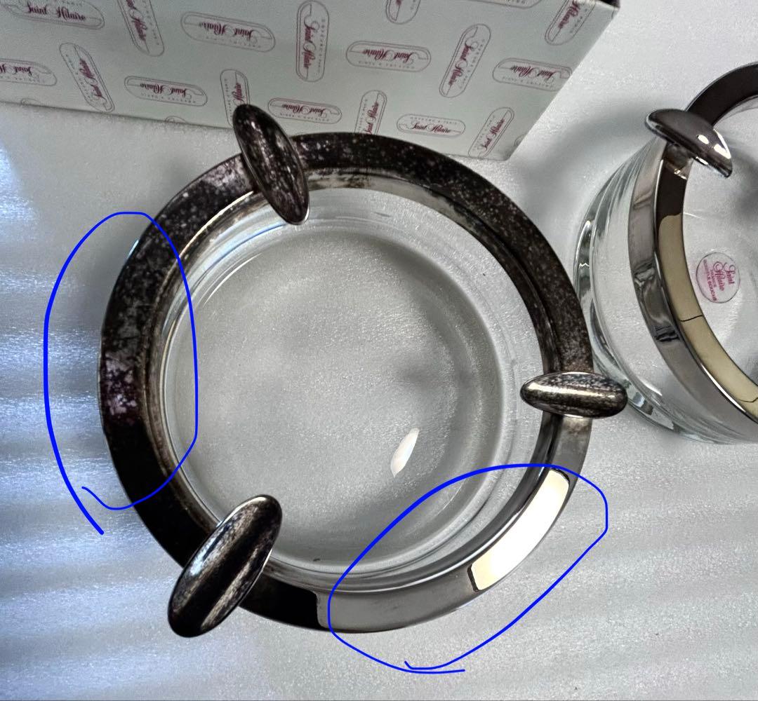 SAINT HILAIRE サンティレール クリスタル灰皿　銀製口枠